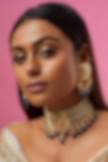 Gold Plated Semi-Precious Kundan Polki Choker Necklace Set by Kiara at Pernia's Pop Up Shop