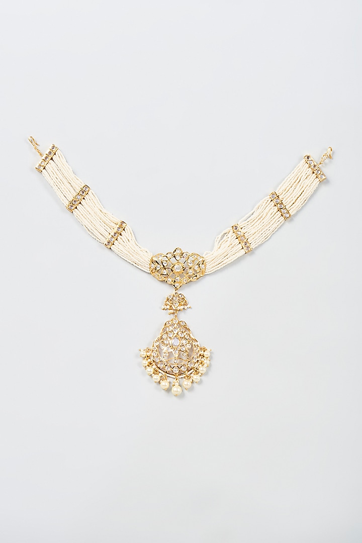 Gold Plated Semi-Precious Kundan Polki Mathapatti by Kiara at Pernia's Pop Up Shop
