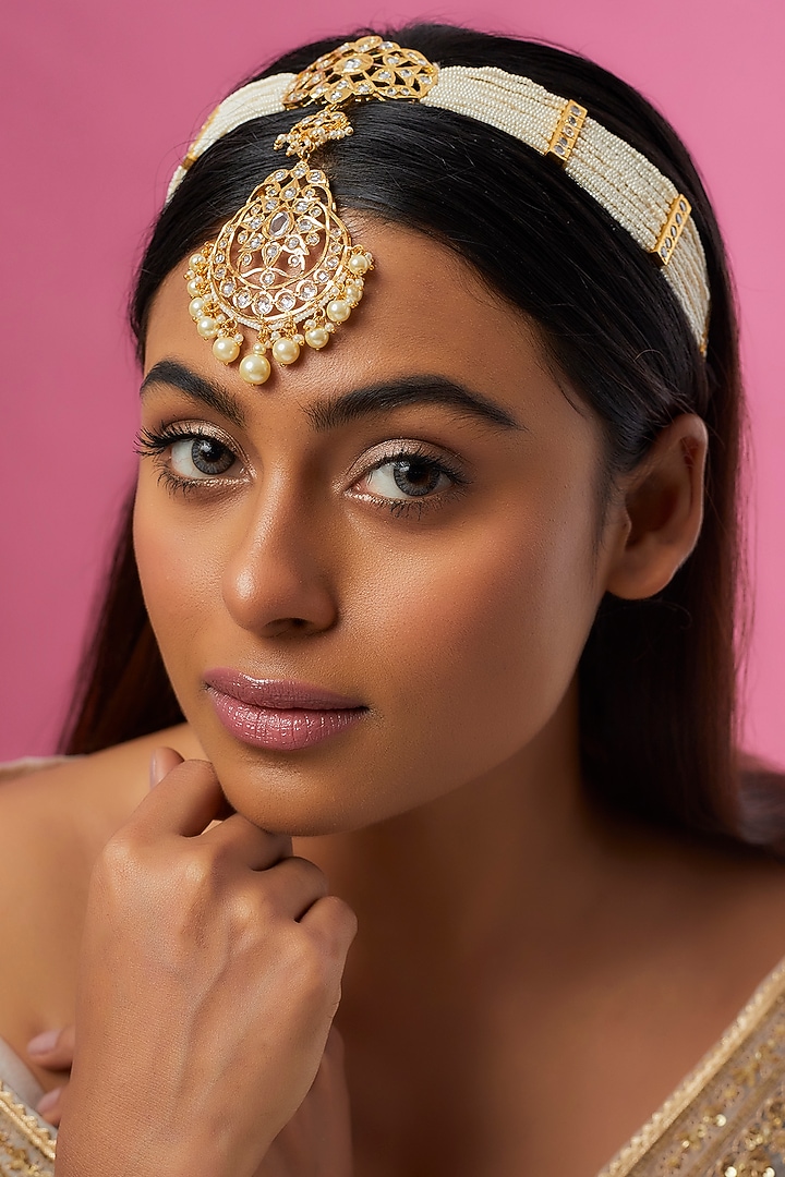 Gold Plated Semi-Precious Kundan Polki Mathapatti by Kiara at Pernia's Pop Up Shop
