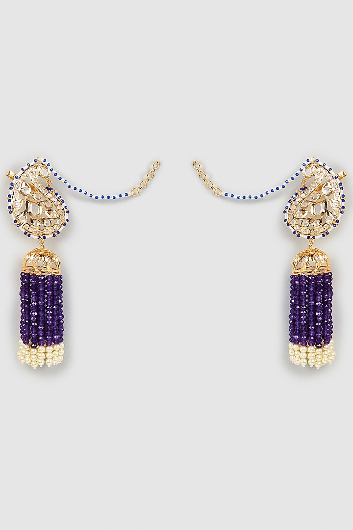 Gold Plated Semi-Precious Kundan Polki Dangler Earrings by Kiara at Pernia's Pop Up Shop