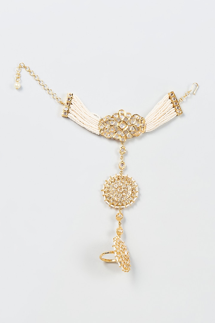 Gold Plated Semi-Precious Kundan Polki Hathphool by Kiara at Pernia's Pop Up Shop