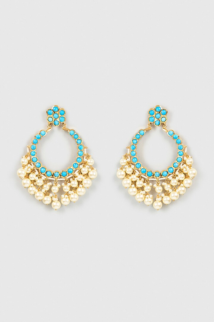 Gold Plated Semi-Precious Kundan Polki Chandbali Earrings by Kiara at Pernia's Pop Up Shop