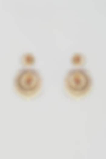 Gold Plated Kundan Polki & Red Onyx Chandbali Earrings by Kiara at Pernia's Pop Up Shop