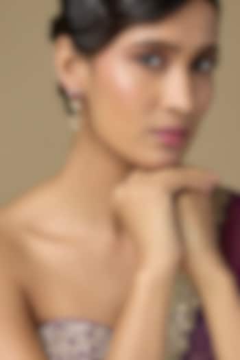 Gold Finish Teardrop Kundan Polki & Ruby Stone Dangler Earrings In Sterling Silver by Kiara Luxe at Pernia's Pop Up Shop