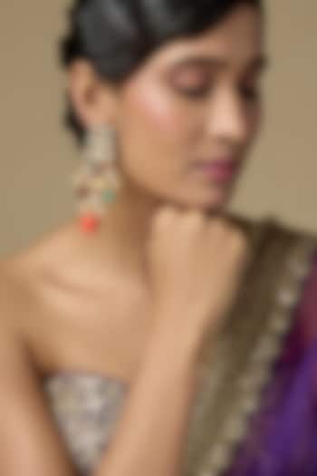 Gold Finish Kundan Polki & Multi-Colored Gemstone Dangler Earrings In Sterling Silver by Kiara Luxe at Pernia's Pop Up Shop