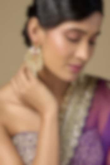 Gold Finish Uncut Polki & Multi-Colored Gemstone Chandelier Earrings by Kiara at Pernia's Pop Up Shop