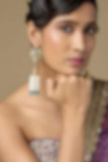 Gold Finish Emerald & Pearl Dangler Earrings by Kiara at Pernia's Pop Up Shop