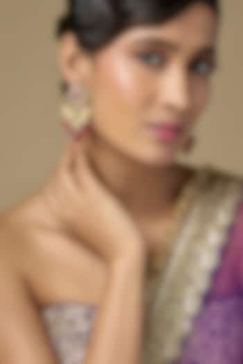 Gold Finish Ruby & Pearl Dangler Earrings by Kiara at Pernia's Pop Up Shop