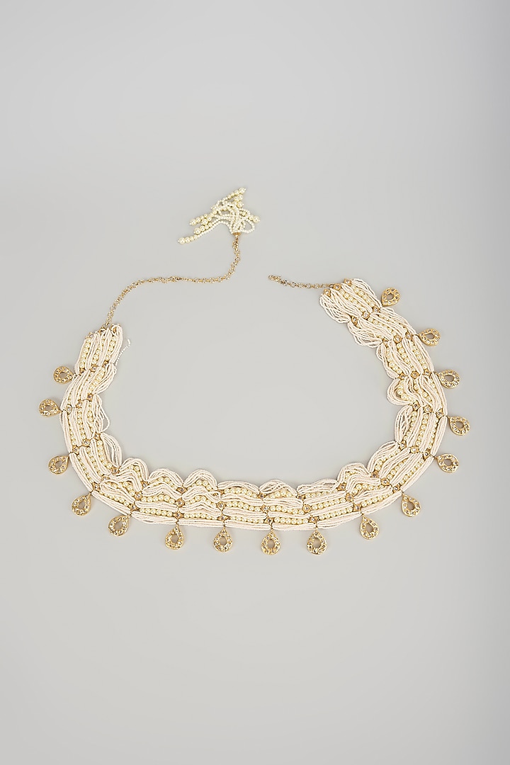 Gold Plated Kundan Polki & Pearl Waist Belt by Kiara at Pernia's Pop Up Shop