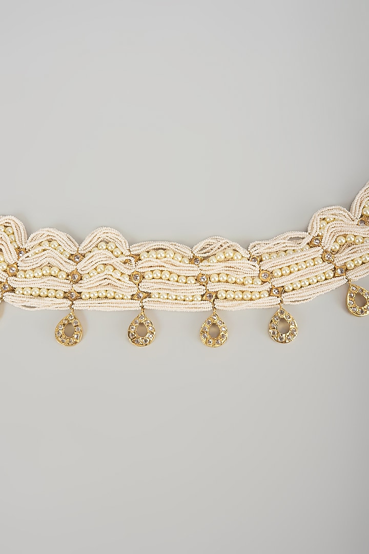 Gold Plated Kundan Polki & Pearl Waist Belt by Kiara at Pernia's Pop Up Shop