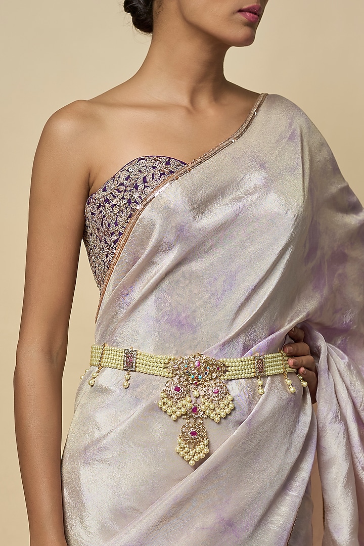 Gold Plated Kundan Polki & Red Onyx Waist Belt by Kiara at Pernia's Pop Up Shop