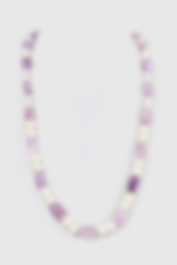 Gold Plated Amethyst & Pearl Long Necklace by Kiara at Pernia's Pop Up Shop