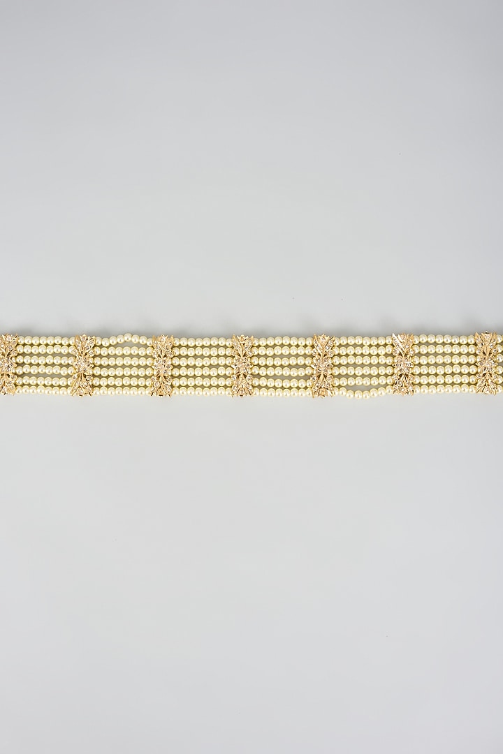 Gold Plated Kundan Polki & Pearl Waistbelt by Kiara at Pernia's Pop Up Shop
