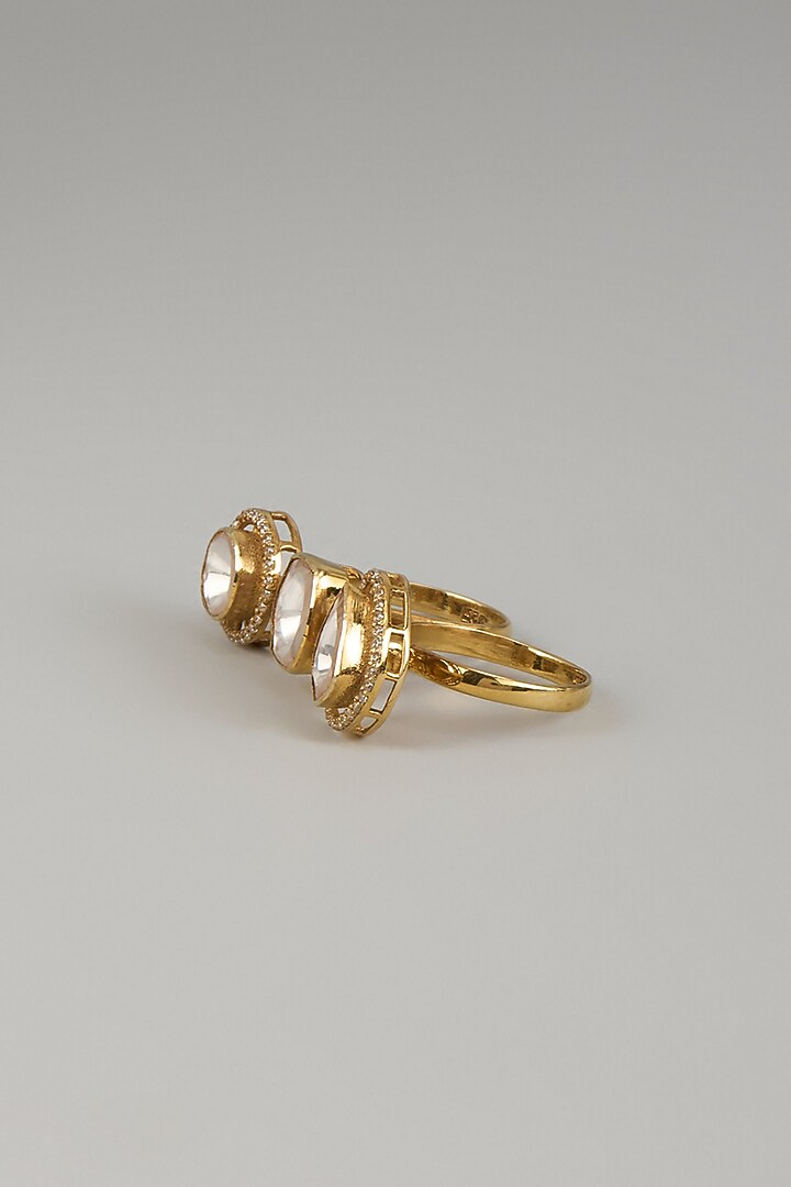 Gold Plated Moissanite Polki Ring In Sterling Silver by Kiara Luxe at Pernia's Pop Up Shop