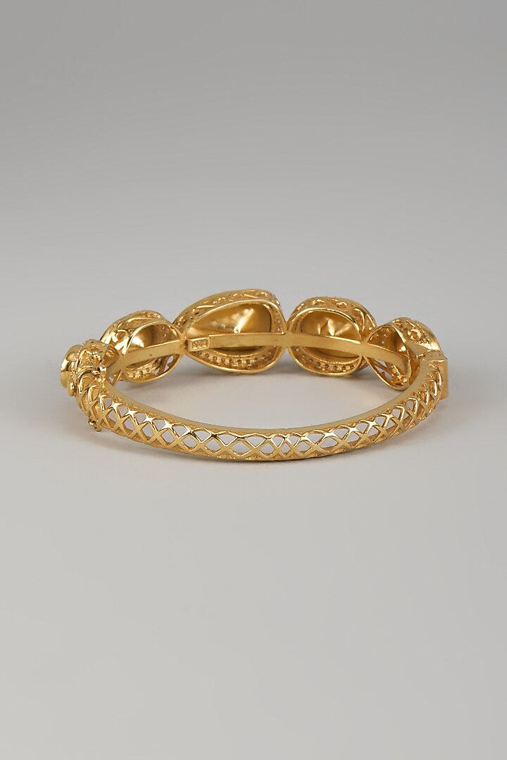 Gold Plated Moissanite Polki Bracelet In Sterling Silver by Kiara Luxe at Pernia's Pop Up Shop