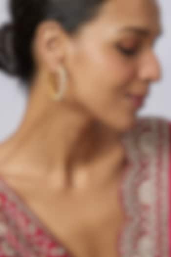Gold Plated Moissanite Polki Hoop Earrings In Sterling Silver by Kiara at Pernia's Pop Up Shop