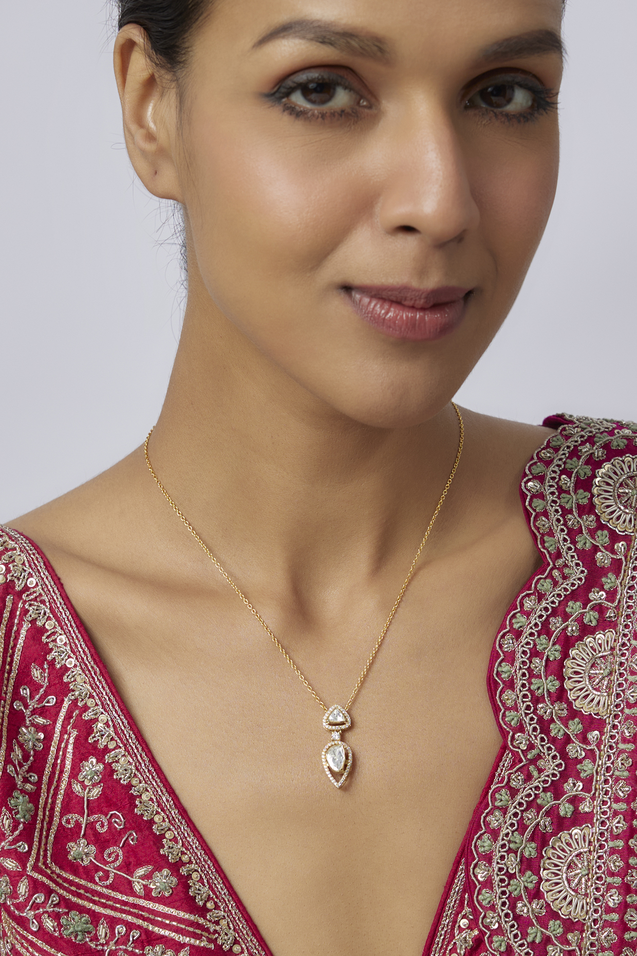 Gold Plated Moissanite Stone Pendant Necklace In Sterling Silver by Kiara at Pernia's Pop Up Shop