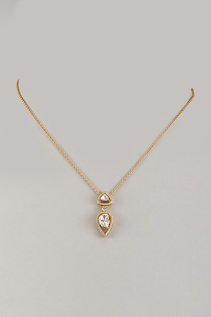 Gold Plated Moissanite Stone Pendant Necklace In Sterling Silver by Kiara Luxe at Pernia's Pop Up Shop