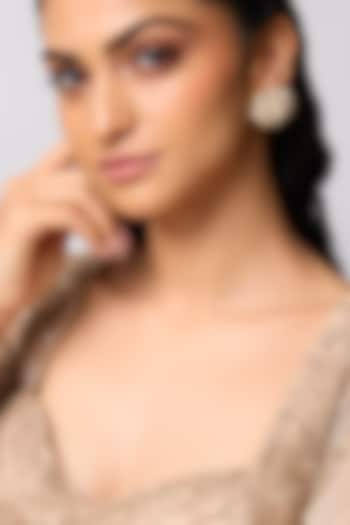 Gold Finish Kundan Polki Stud Earrings In Sterling Silver by Kiara at Pernia's Pop Up Shop