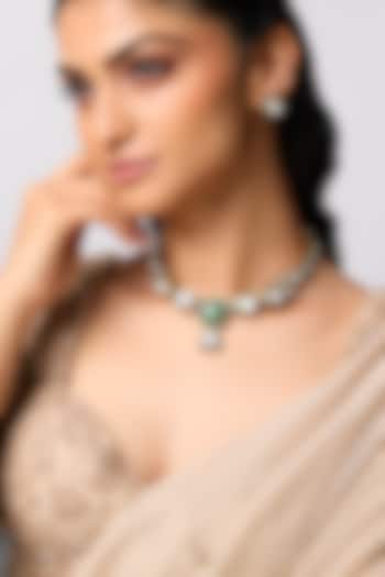 Gold Finish Uncut Polki Stone & Meenakari Choker Necklace In Sterling Silver by Kiara at Pernia's Pop Up Shop