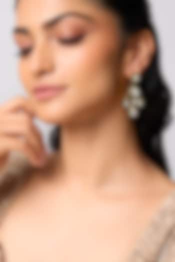 Gold Finish Uncut Polki Stone & Meenakari Dangler Earrings In Sterling Silver by Kiara at Pernia's Pop Up Shop