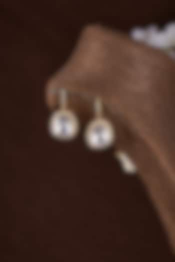Gold Plated Moissanite Polki Dangler Earrings In Sterling Silver by Kiara Luxe