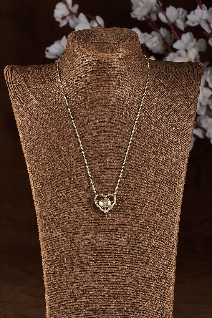 Gold Plated Moissanite Heart-Shaped Necklace In Sterling Silver by Kiara Luxe at Pernia's Pop Up Shop