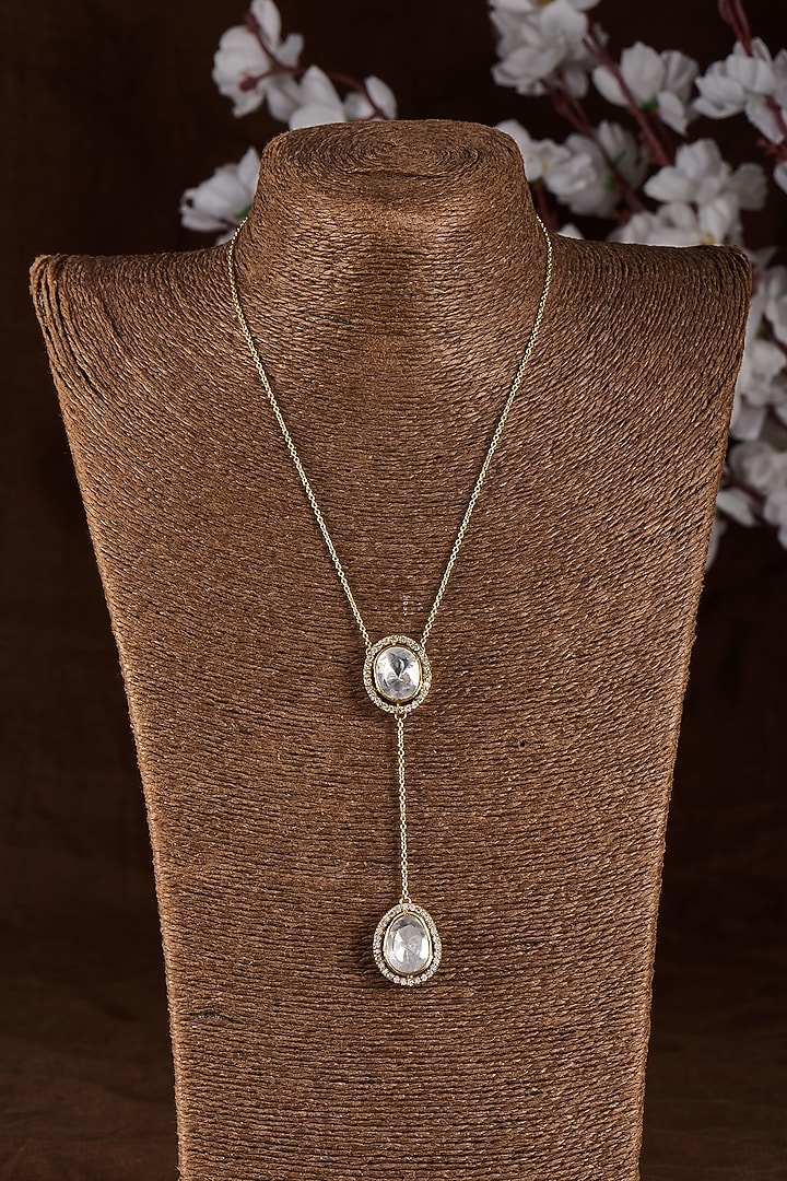 Gold Plated Moissanite Necklace In Sterling Silver by Kiara Luxe at Pernia's Pop Up Shop