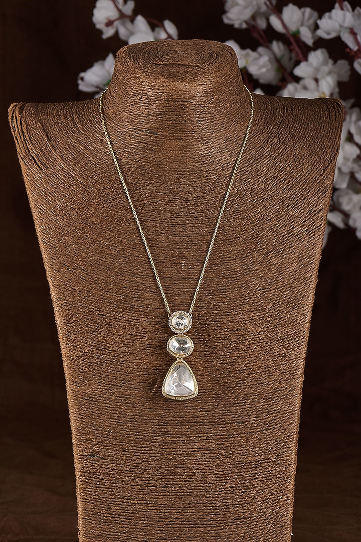 Gold Plated Moissanite Necklace In Sterling Silver by Kiara Luxe at Pernia's Pop Up Shop