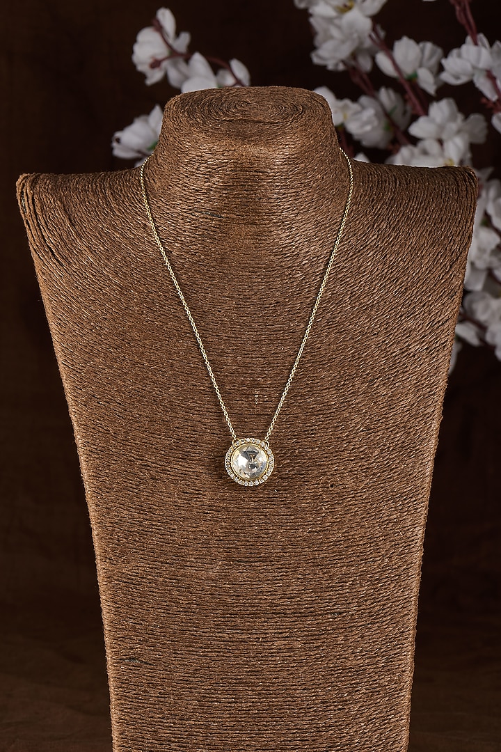 Gold Plated Moissanite Necklace In Sterling Silver by Kiara Luxe at Pernia's Pop Up Shop