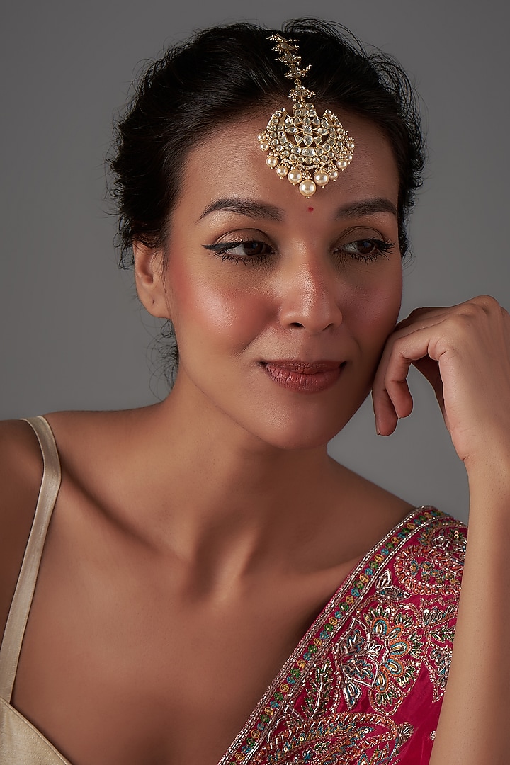 Gold Plated Moissanite Polki Bracelet In Sterling Silver by Kiara Luxe at Pernia's Pop Up Shop