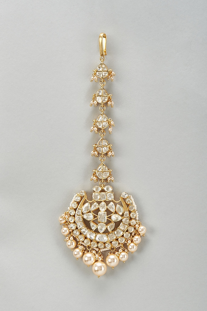 Gold Plated Moissanite Polki Bracelet In Sterling Silver by Kiara Luxe at Pernia's Pop Up Shop