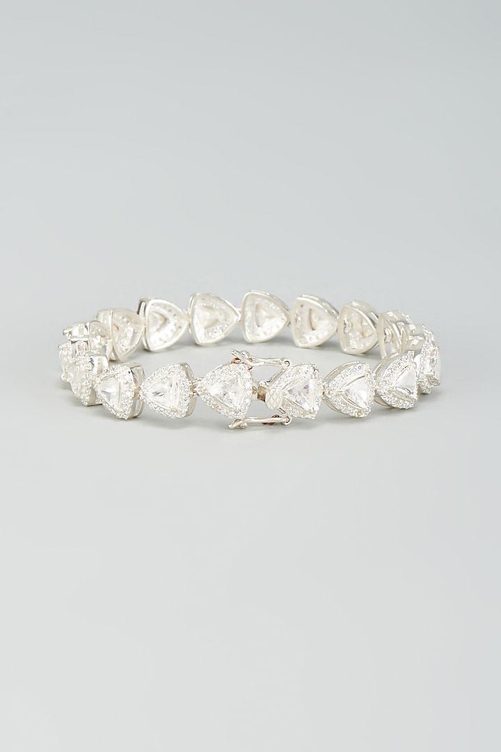 Silver Finish Moissanite Polki Bracelet In Sterling Silver by Kiara Luxe at Pernia's Pop Up Shop