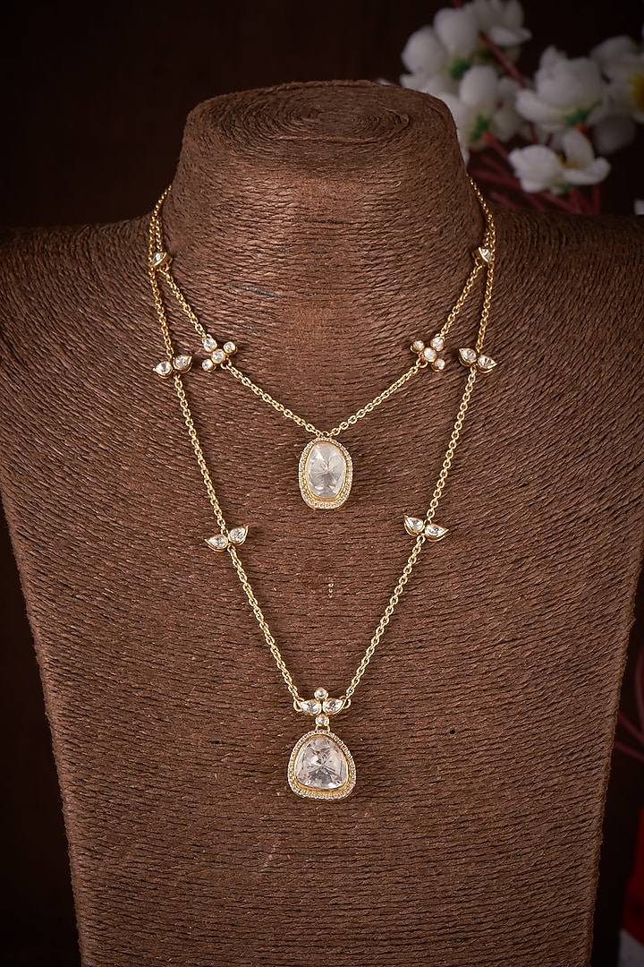 Gold Plated Moissanite Necklace In Sterling Silver by Kiara Luxe at Pernia's Pop Up Shop
