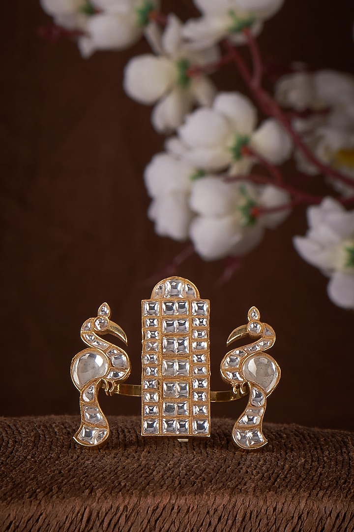 Gold Plated Moissanite Ring In Sterling Silver by Kiara Luxe at Pernia's Pop Up Shop