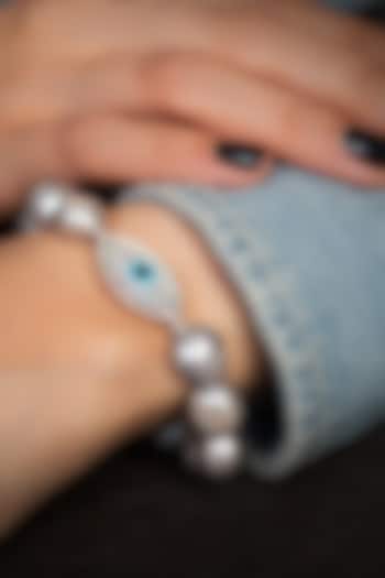 14 Kt White Gold & Diamond Evil Eye Bracelet  by Kaj Fine Jewellery