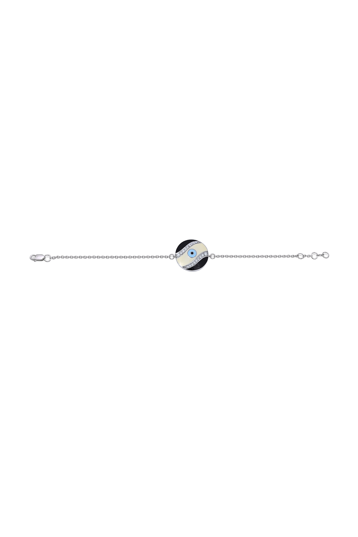 14 Kt White Gold Enameled Evil Eye Bracelet by Kaj Fine Jewellery