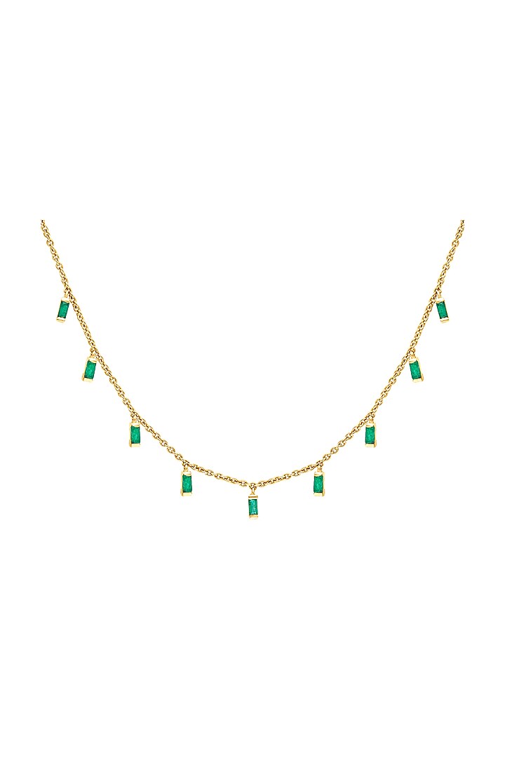 14 Kt Yellow Gold Collar Necklace With Emerald Baguettes by Kaj Fine Jewellery