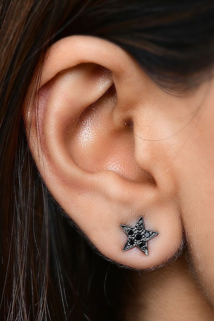 14 Kt Black Gold Diamond Star Earrings by Kaj Fine Jewellery