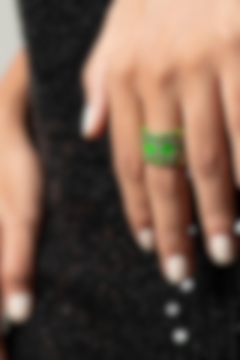 18 Kt Yellow Gold Diamond Enameled Ring by Kaj Fine Jewellery at Pernia's Pop Up Shop