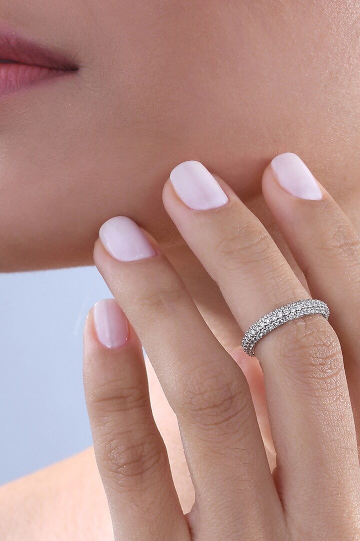 18 Kt White Gold Diamond Midi Stackable Ring by Kaj Fine Jewellery