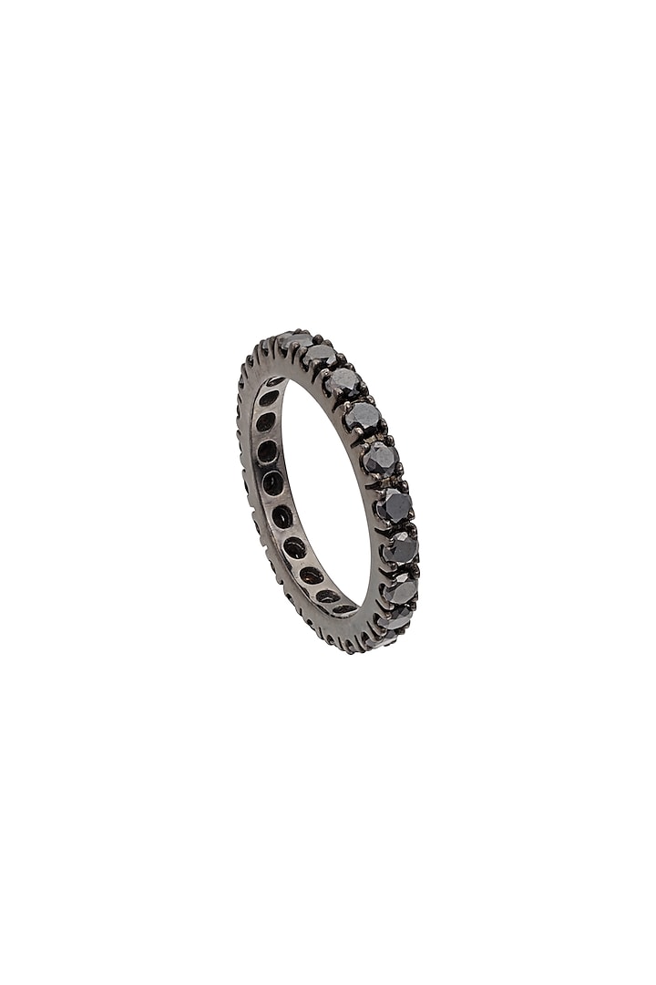 18 Kt Black Gold Diamond Stackable Eternity Ring by Kaj Fine Jewellery