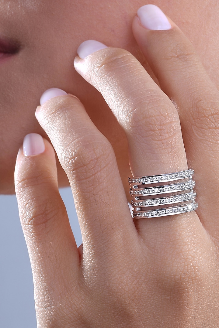 18 Kt White Gold Diamond Ring by Kaj Fine Jewellery