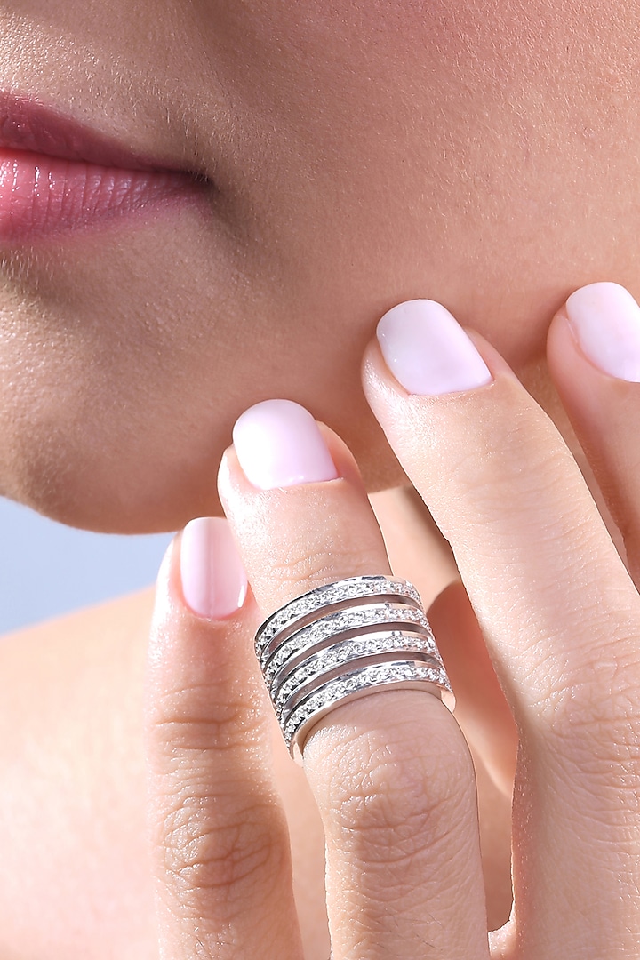 18 Kt White Gold Diamond Midi Ring by Kaj Fine Jewellery