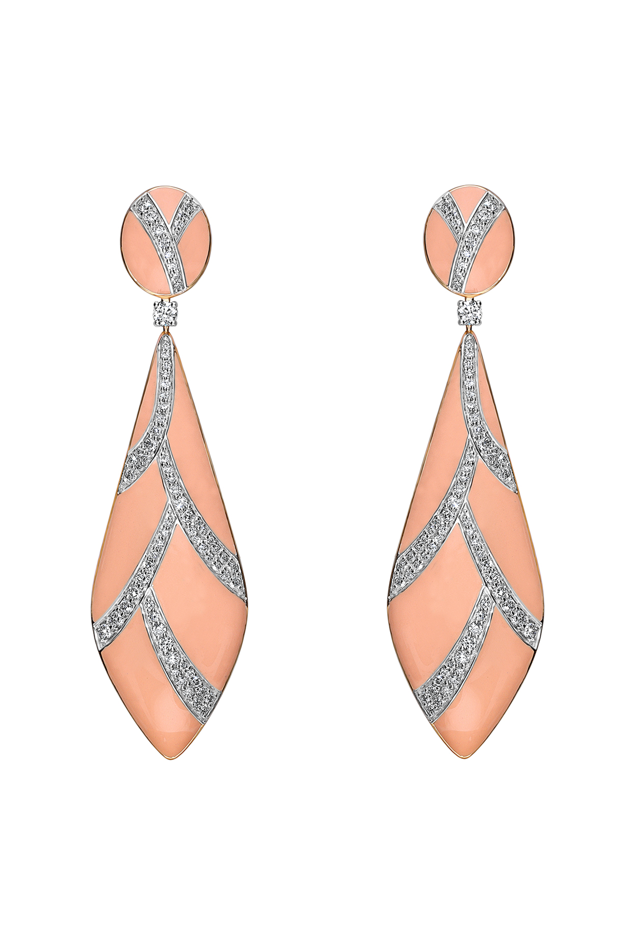 18 Kt Yellow Gold Enameled Earrings With Diamonds by Kaj Fine Jewellery at Pernia's Pop Up Shop