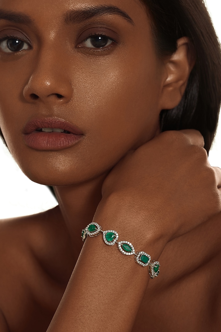 18 Kt Yellow Gold Emerald & Diamond Bracelet by Kaj Fine Jewellery