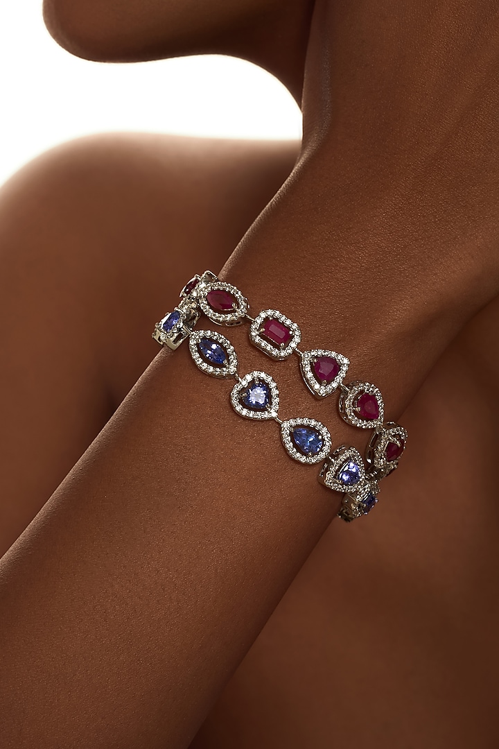 18 Kt White Gold Ruby & Diamond Bracelet by Kaj Fine Jewellery at Pernia's Pop Up Shop