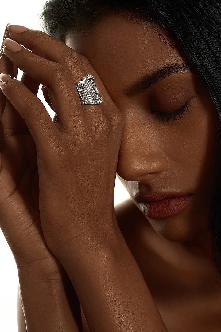 18 Kt White Gold Full Cut Diamond Ring by Kaj Fine Jewellery