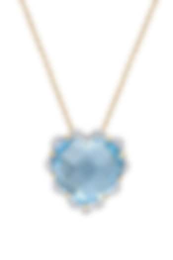 14 Kt Yellow Gold Heart Pendant Necklace With Blue Topaz by Kaj Fine Jewellery