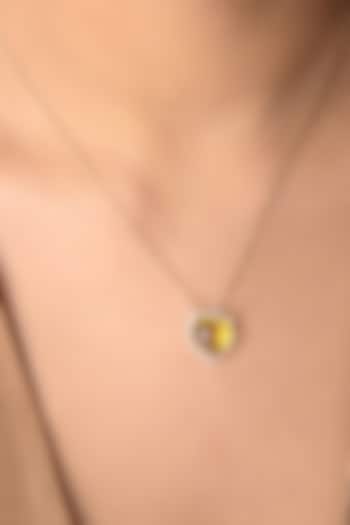 14 Kt Yellow Gold Heart Pendant Necklace With Lemon Quartz by Kaj Fine Jewellery